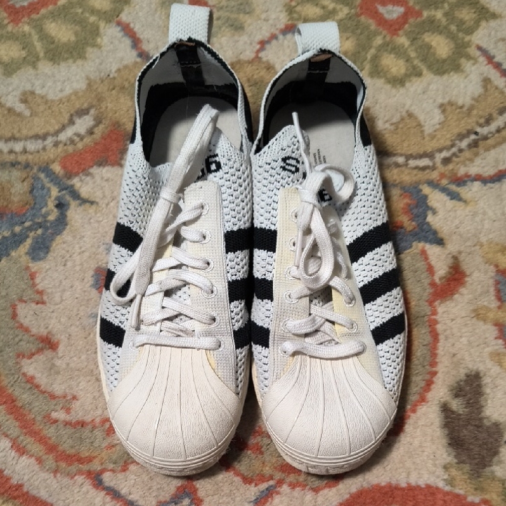 Adidas Superstar Black + White Stretch Mesh Sneakers 38 Women's S76536